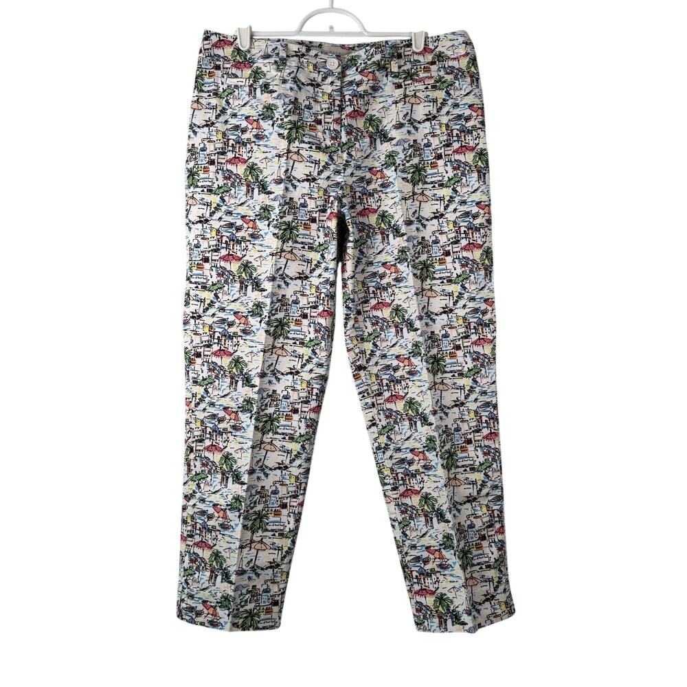 Talbots Coastal Village Crop Pants Women's Size 10 European Tropical Stretch